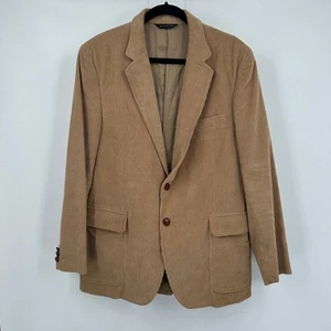 Vintage Mens Corduroy Blazer Jacket Tan Brown 42R Academia Preppy Old Money Ivy - Picture 1 of 10
