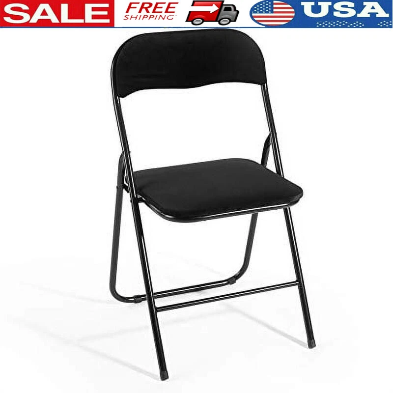 Silla Plegable de Terciopelo Asiento Acolchado Uso Interior Fácil Almacenamiento Marco de Metal Foto 1 de 1