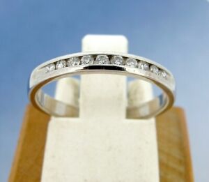 .12 ctw Diamonds Round Cut 10k White Gold Half Eternity Wedding Band Ring 5.75