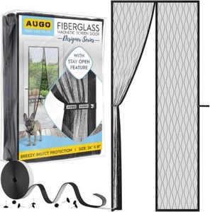 AUGO Magnetic Fiberglass Design Screen Door - Self 34" x 81", Designer Series - Picture 1 of 6