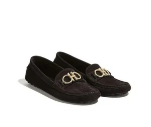 Salvatore Ferragamo Berra Reversible Gancini Suede Black Drivers Loafers US 8.5 - Picture 1 of 4
