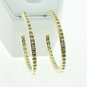E0256 Weiß Gelbgold vergoldet Damen Modeschmuck Ohrhänger Creolen Geschenk - Bild 1 von 8