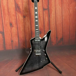 Black Electric Guitar Solid Body High Quality Black Fretboard 24 Frets FR Bridge - Picture 1 of 10