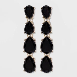 Neu mit Etikett goldfarbene schwarze klobige facettierte Cabochons Tropfen linear und aussagekräftige Ohrringe - Bild 1 von 1