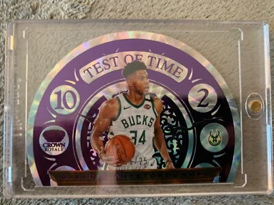 2020-21 Giannis Antetokounmpo PURPLE /25 Crown Royale Test of Time #1 Bucks SP - Image 1 of 2