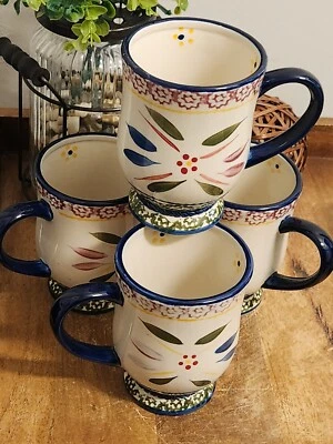 4 Vintage TEMP-TATIONS Old World Hand Painted Floral Pedestal Coffee Mug  10oz - Imagem 1 de 4