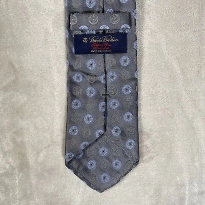 Corbata Brooks Brothers polar dorada hecha a mano gris azul medallones Foto 1 de 4