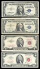 4 Old Paper Money Set Silver Certificates & US Notes 1935 1953 1957 1963 Nice F+