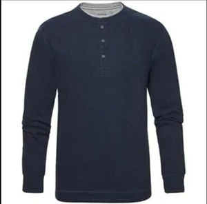 Men's Small Ribbed Knit Henley lightweight layered sweater Blue Heather MSRP $70 - Picture 1 of 8