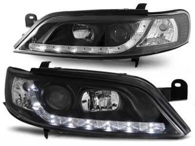 2x Scheinwerfer LED Tagfahrlicht Optik für Opel Vectra B Bj. 95-98 Schwarz - Bild 1 von 2