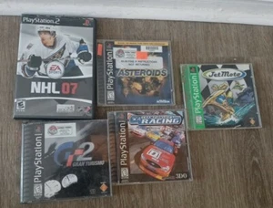 Lot of 5 Mixed PlayStation 1 & 2 Games: Asteroids, Jet Moto, NHL '07, Toca Champ - Picture 1 of 2