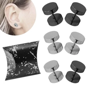 Edelstahl Fakeplugs + Geschenkbox Fake Plug Tunnel Ohrstecker Piercing Herren - Bild 1 von 5