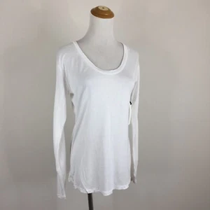 NWT L'AGENCE Womens sz XS White Long Sleeve Round Collar Neck Soft Basic Shirt - Picture 1 of 6