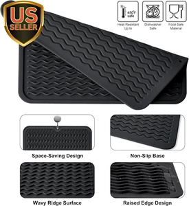 Silicone Dish Drying Mat, Heat-Resistant Silicone Mat, Non-Slip Easy Clean Si... - Picture 1 of 7