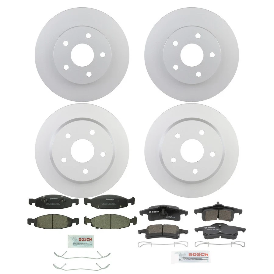 Kit de pastillas de freno y rotor de cerámica Bosch QuietCast para Jeep Grand Cherokee 99-04 Foto 1 de 4