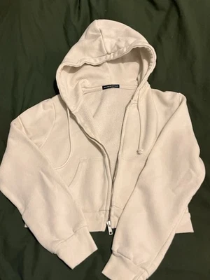 Sudadera con Capucha Brandy Melville Crema Cremallera - Recortada Talla Única Foto 1 de 3