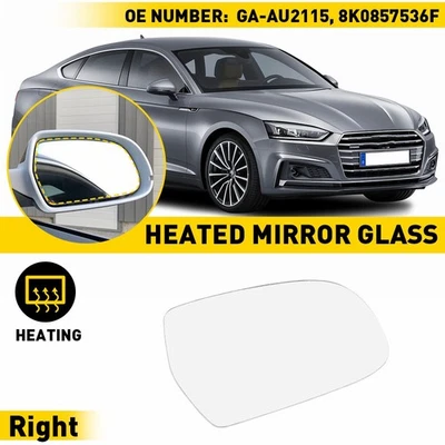 1/2 Juego Espejo Cristal con Respaldo Calefactable Lado Derecho Derecha Derecha 8K0857536F para Audi A5 A3 S5 Foto 1 de 4