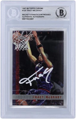 Tarjeta de novato firmada por Tracy McGrady Toronto Raptors 1997-98 Topps cromada #125 BAS Foto 1 de 3