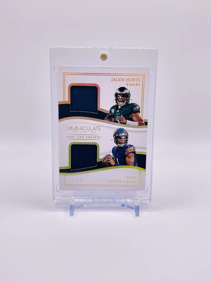 Jalen Hurts | Justin Fields #PPM-8 - Past and Present Materials /99 - Immaculate - Image 1 of 3