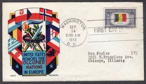 1943 Paesi invasi Belgio (Scott 914) - Staehle KING'S G/P WDC FDC TB423 - Foto 1 di 1