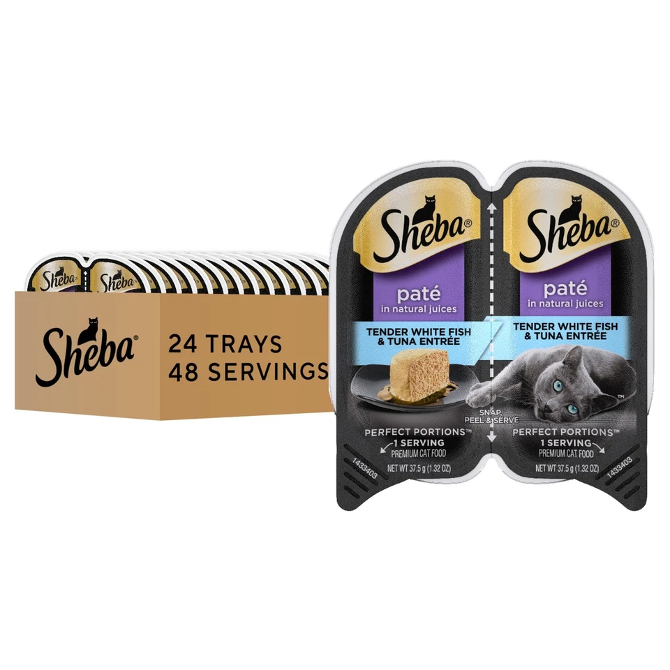 Paté de comida húmeda para gatos Sheba Perfect pescado blanco tierno y atún en Foto 1 de 4