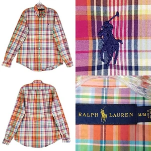 Polo Ralph Lauren Shirt Oxford Mens Size Medium M Orange Plaid Button Down LS - Picture 1 of 8