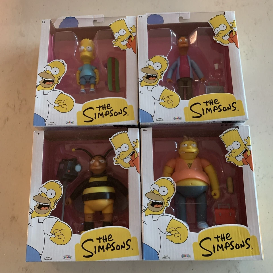 辛普森一家 Jakks Pacific Wave 4 套装大黄蜂人 Carl Barney Bart 5 公仔 — 第 1/4 张图片