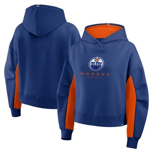 Women's Fanatics Royal Edmonton Oilers Back Check Boxy Hoodie - Picture 1 of 3