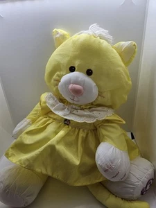 Vintage 1986 Fisher Price Puffalump Yellow Kitten Kitty Cat With Dress 17" - Picture 1 of 8