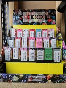 Chessex Full Color Dice Display and 21 Chessex Dice Sets Resale Vintage Rare - Picture 1 of 6