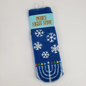 HAPPY HANUKKAH Lounge Socks Shea Infused Bath & Body Works Peace Light Love - Picture 1 of 5