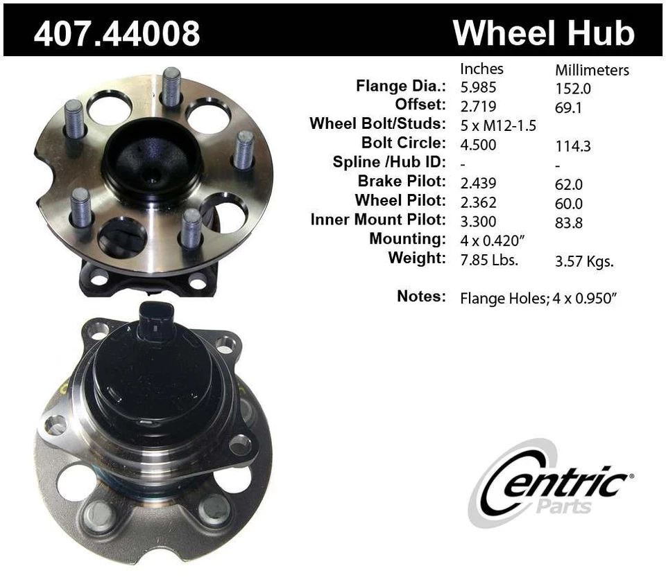 Rear Wheel Hub Assembly For 1996, 2001-2005 Toyota RAV4 GAS 2002 2003 Centric - Image 1 of 1