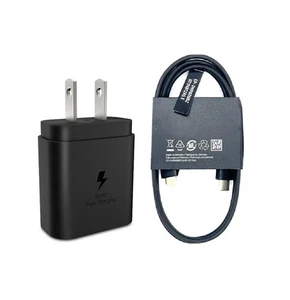 OEM Samsung 25W Type USB-C Super Fast Wall Charger Cable Galaxy S22 S21 Ultra FE - Picture 1 of 4