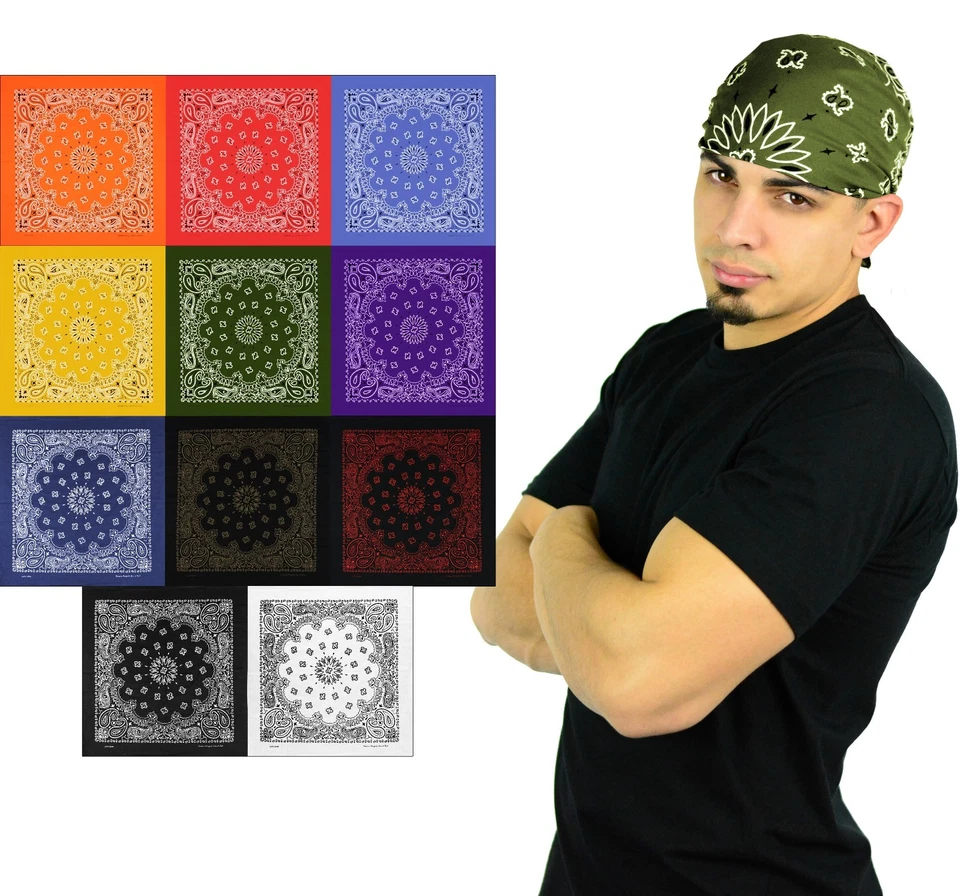 Mato & Hash Jumbo 27 X 27 Trainmen Paisley Bandanas Military Handkerchief Scarf - Image 1 of 1