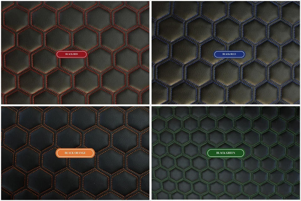 Tecido de estofamento de carro de couro sintético granulado vinil acolchoado hexagonal | 2"-5cm costurado - Imagem 1 de 4