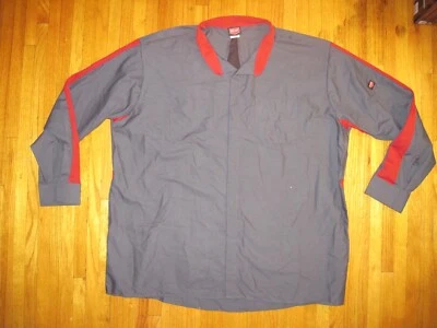 Red Kap Gray/Red Vented Snap Front Long Sleeve Mechanic Work Shirt Size 3XL New - Image 1 of 4