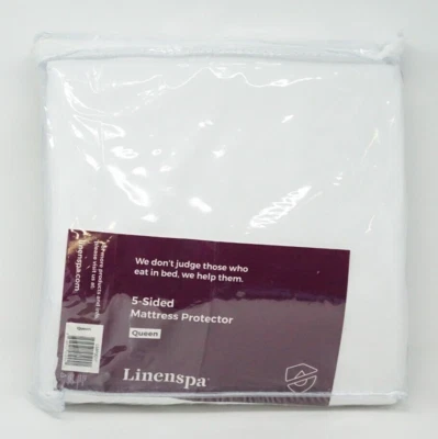 Linenspa пятисторонний водонепроницаемый виниловый протектор для матраса QUEEN белый - Изображение 1 из 2