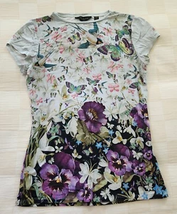 TED BAKER Floral Ladies T-Shirt - Size 2 - Picture 1 of 3