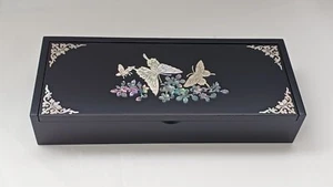 Korean traditional najeon lacquer jewelry box Pencil case Butterfly flying - Picture 1 of 9