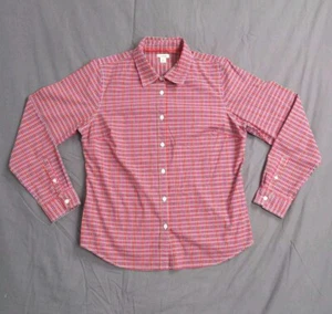 LL Bean EUC Sz Small Fitted Cotton Button Long Sleeve Red Green Blue Plaid - Picture 1 of 16