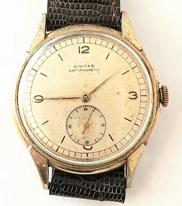 VINTAGE CIVITAS WW2 ERA MILITARY SWISS MEN'S 35 mm WRIST WATCH - AS IS CONDITION - Picture 1 of 24