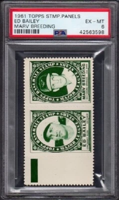 1961 Ed Bailey / Marv Breeding Topps Baseball Stamp Panels Graded PSA 6 EX-MT - Image 1 of 2