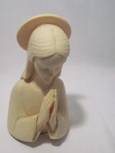 1950s Vintage Celluloid Virgin Mary with Halo Praying Bust Figurine 7.5” - Picture 1 of 14