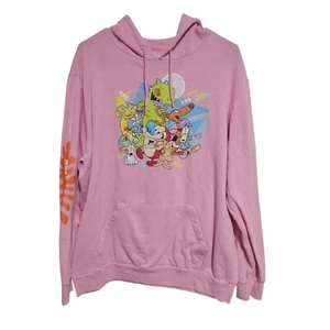 Nickelodeon Classic Cartoon Pink Hoodie Girls Size XL Ren Stimpy Rugrats Pull On - Picture 1 of 5