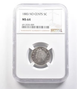 1883 Liberty V Nickel No Cents MS64 NGC *2599 - Picture 1 of 3