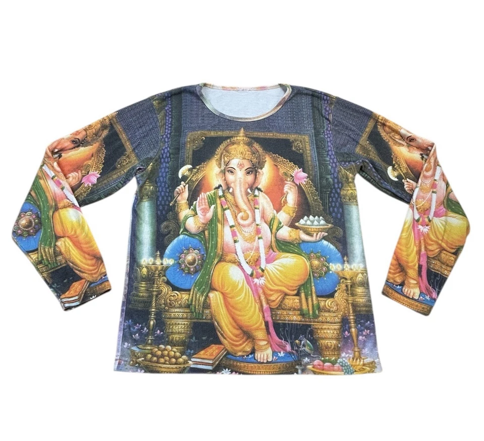 Camiseta de mujer años 90 Ganesha con estampado integral M/L manga larga ropa de club AOP  Foto 1 de 4
