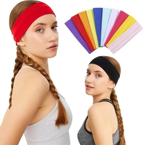 7cm Stretchy Wide Sports Headband Unisex Elastic Gym Yoga Hair Band UK - Picture 1 of 34
