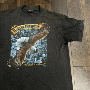 Harley Davidson 3d Emblem 1989 Gr. XL Single Stitch Shirt Eagles Soars Alone Fade - Bild 1 von 7