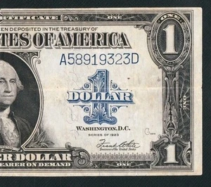 BEAUTIFUL SPEELMAN/WHITE 1923 $1 LARGE SILVER CERTIFICATE, COGWHEEL REVERSE - Picture 1 of 3