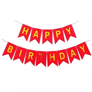 Red Happy Birthday Bunting BannerLetters Birthday Banner Party Supplies - Picture 1 of 6